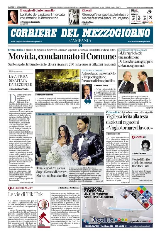 Prima-pagina-corriere del mezzogiorno-del-2025-01-21